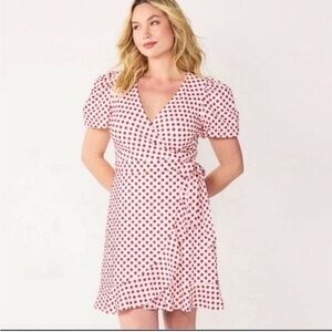 DRAPER JAMES RSVP Red Floral eyelet crochet embroidery wrap dress